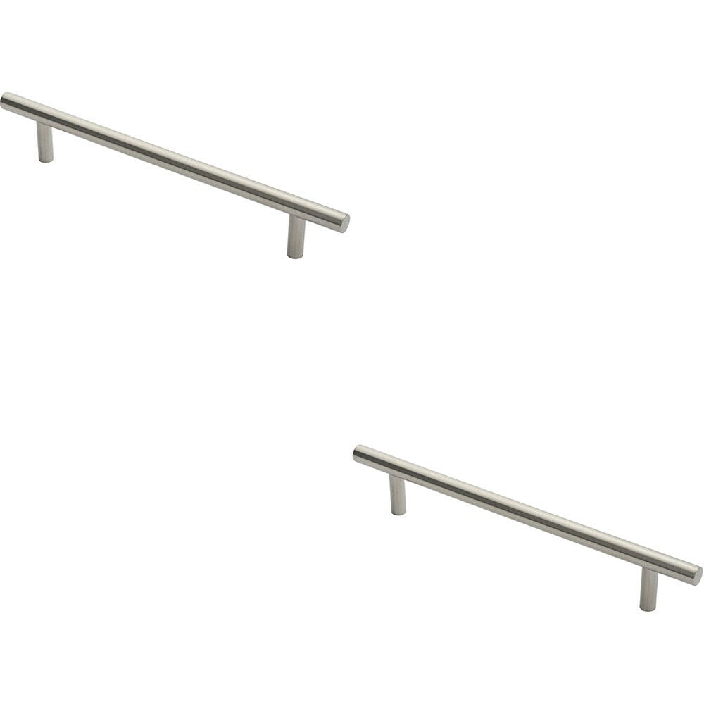 Loops 2x 19mm Straight T Bar Pull Handle 300mm Fixing Centres Satin Stainless Steel in Metallics