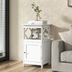 image 4 of COSTWAY Bathroom Floor Cabinet Single Door Organizer White White