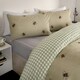 image 3 of OHS Bee Check Reversible Print Duvet Quilt Cover Bedding Set, Double - Sage Green