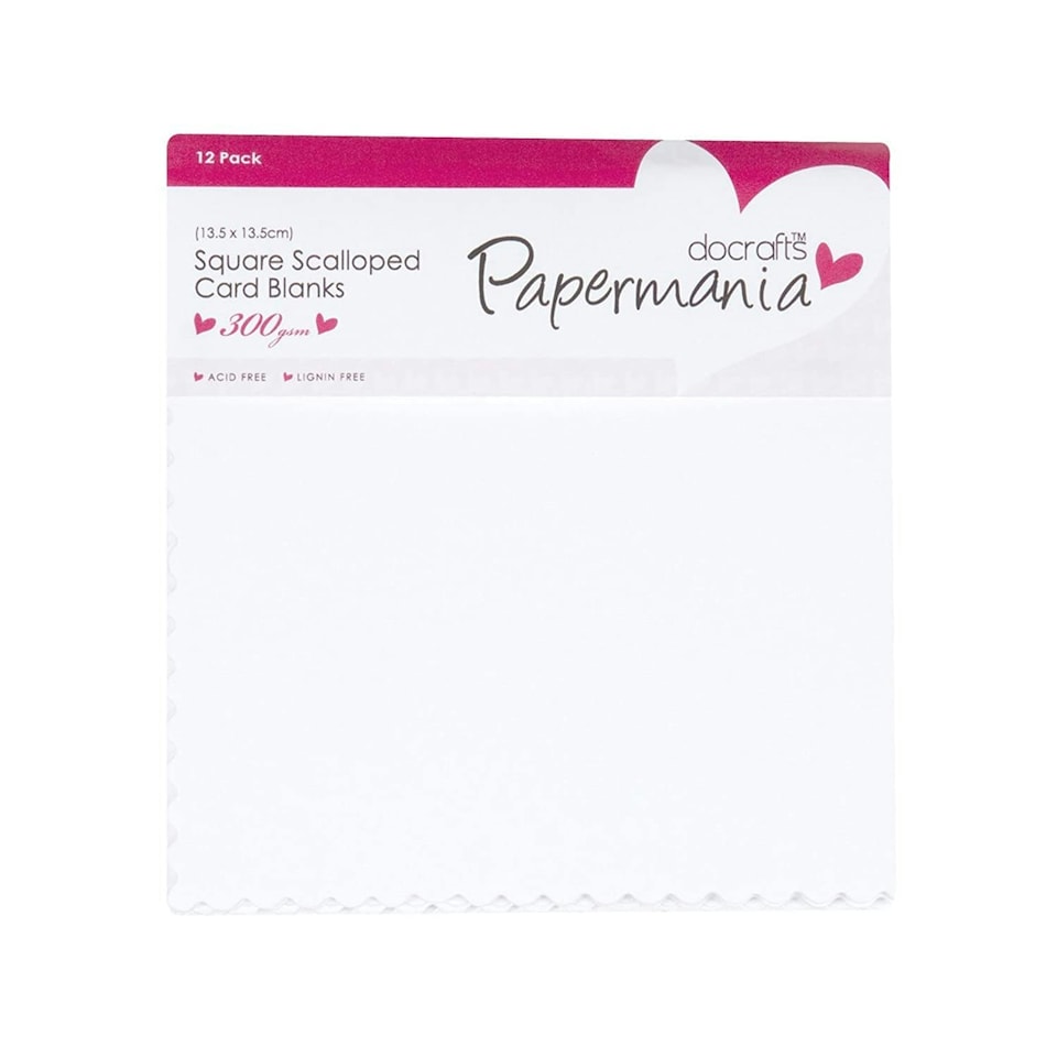 Square Cards/Envelopes Scalloped (12pk, 300gsm) - White N/A | One Size