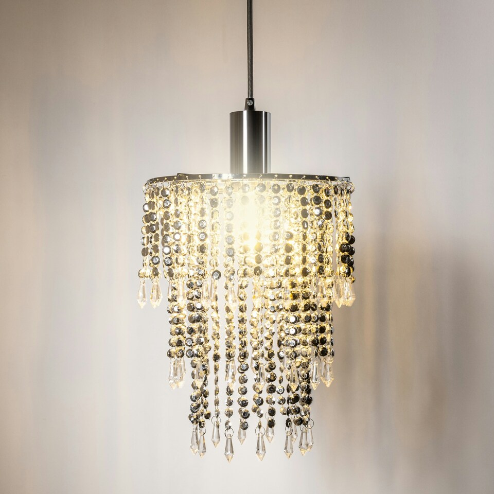 image 1 of CGC LIZA Large Chandelier Crystal & Chrome Ceiling Light Shade Chrome