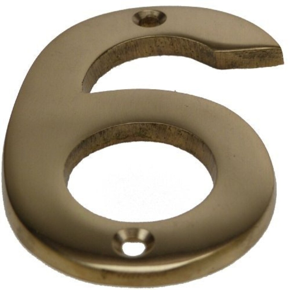 Golden Grace House Door Number in Brass Finish, No. 6 - Numeric Digits Plate, Plates Plaque Gold Sign - 3"