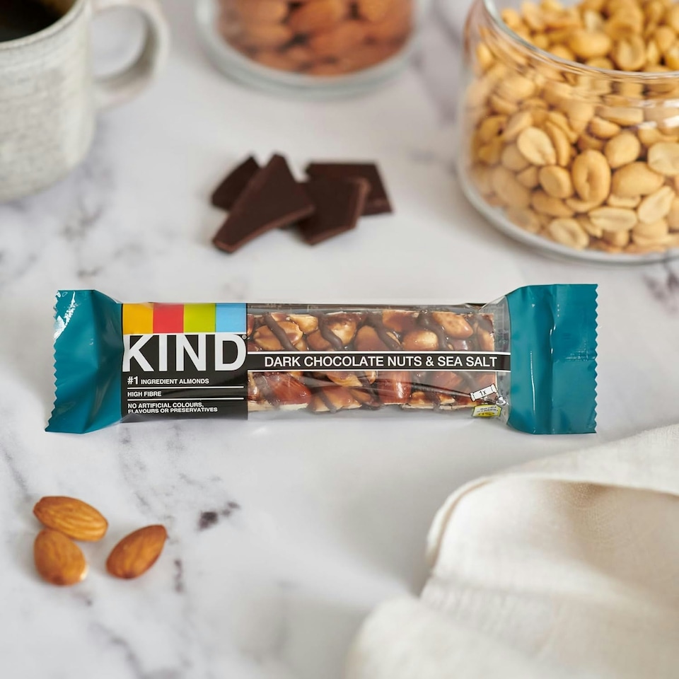 image 1 of KIND Bars, Gluten Free Snack Bars, Dark Chocolate Nuts & Sea Salt, High Fibre, No Artificial Colours, Flavours or Preservatives, Multipack 24 x 40g