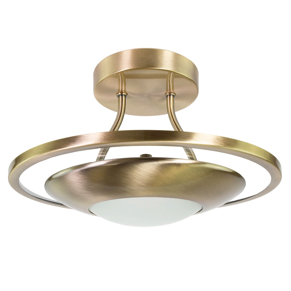 image 1 of Modernistic Semi Flush Energy Saving LED Ceiling Light Fitting in Antique Brass | Gold