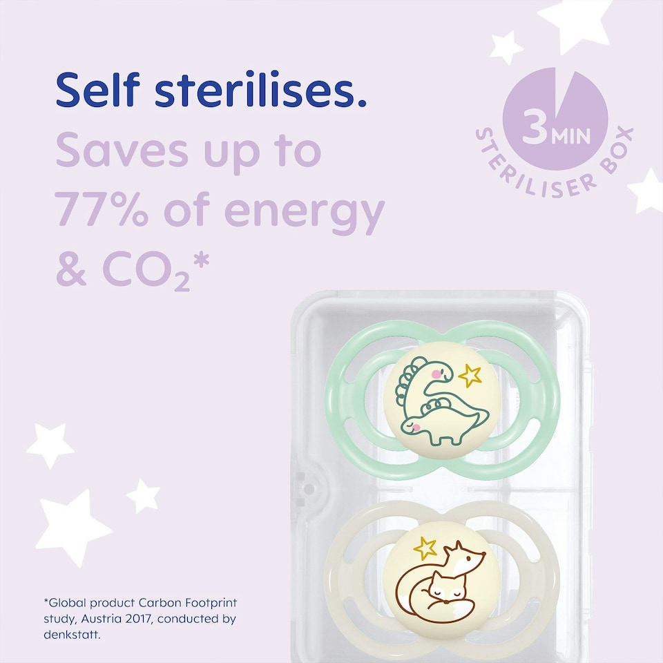 image 1 of MAM Perfect Night Baby Soother Dummies 16+ Months Silicone Pack of 2 Unisex | Multi