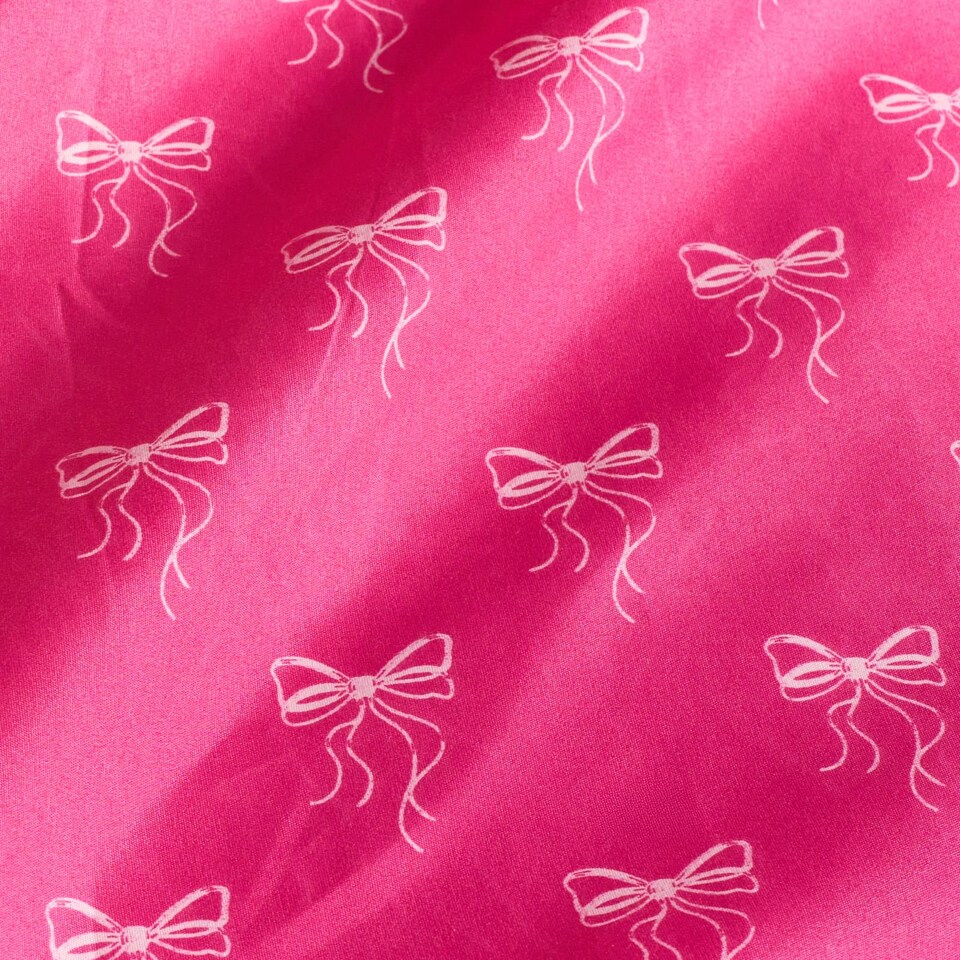 image 1 of OHS Bows Print Microfibre Easy Care 25cm Deep Fitted Bed Sheet | Pink | Hot Pink | Single