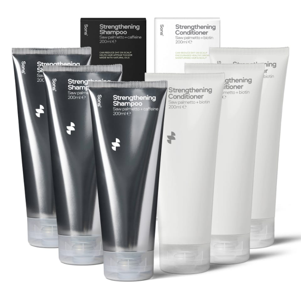 image 1 of Sons Strengthening Shampoo & Conditioner for Men (6x200ml), DHT-Blocking & Anti Dandruff Treatment