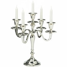 5 Arm Metal Candle Holder Stand Vintage Candelabra Centrepiece Home Decor 30cm | Silver | Silver | 1