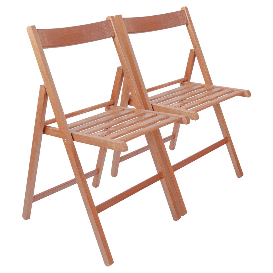 image 1 of Harbour Housewares Beech Wood Folding Chairs - Walnut - Pack of 2 | Brown | Walnut