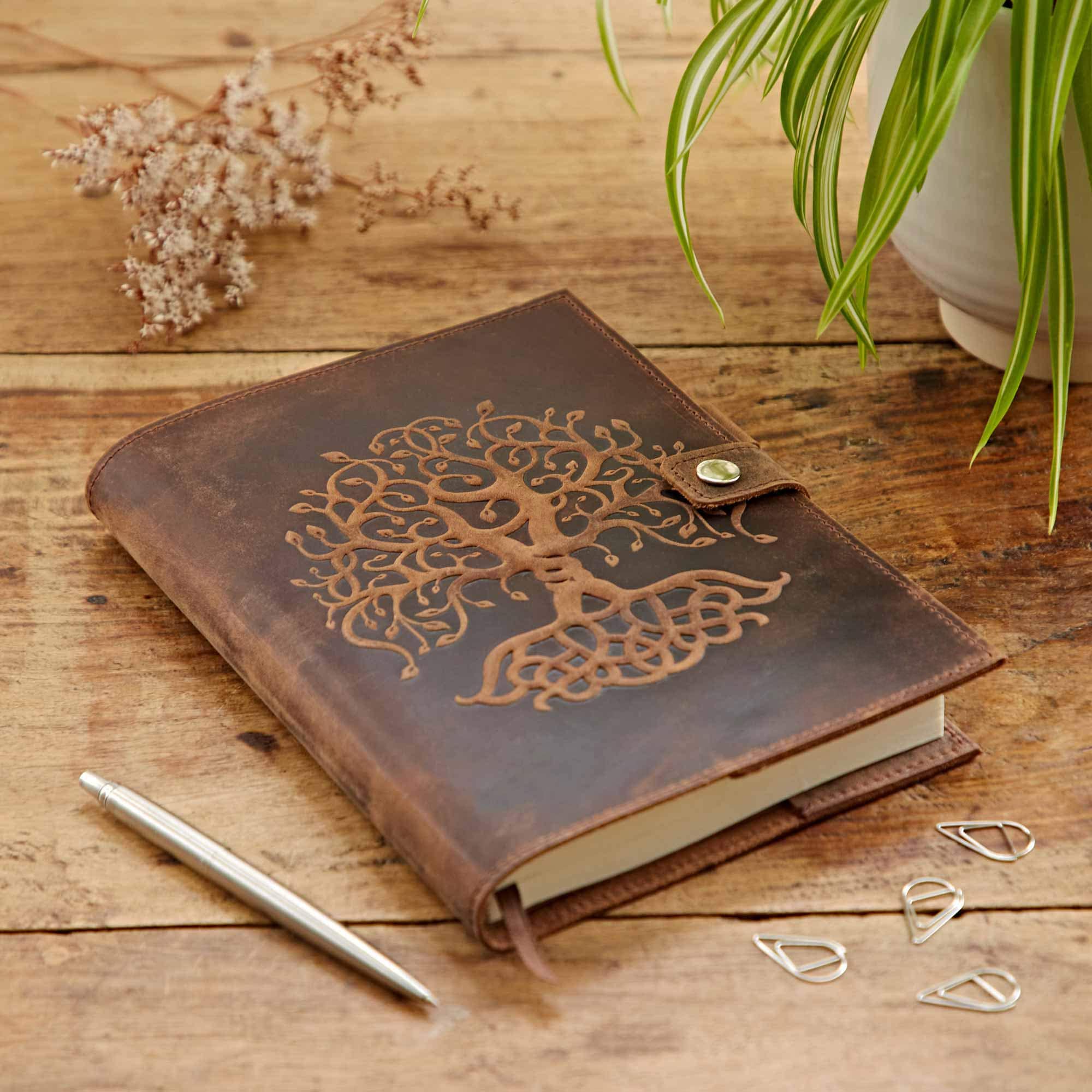 Paper High Tree of Life Buffalo Leather Refillable Journal - Lined Paper in Brown