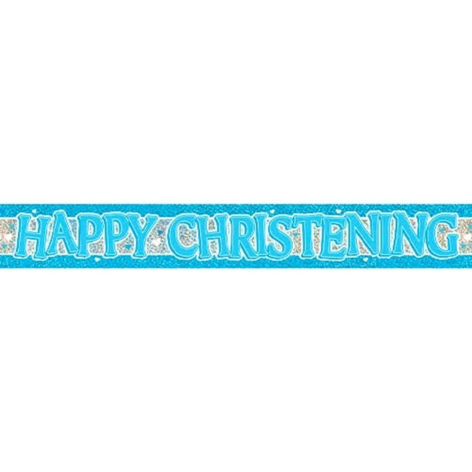 Blue Christening Holographic Foil Banner 3.65m