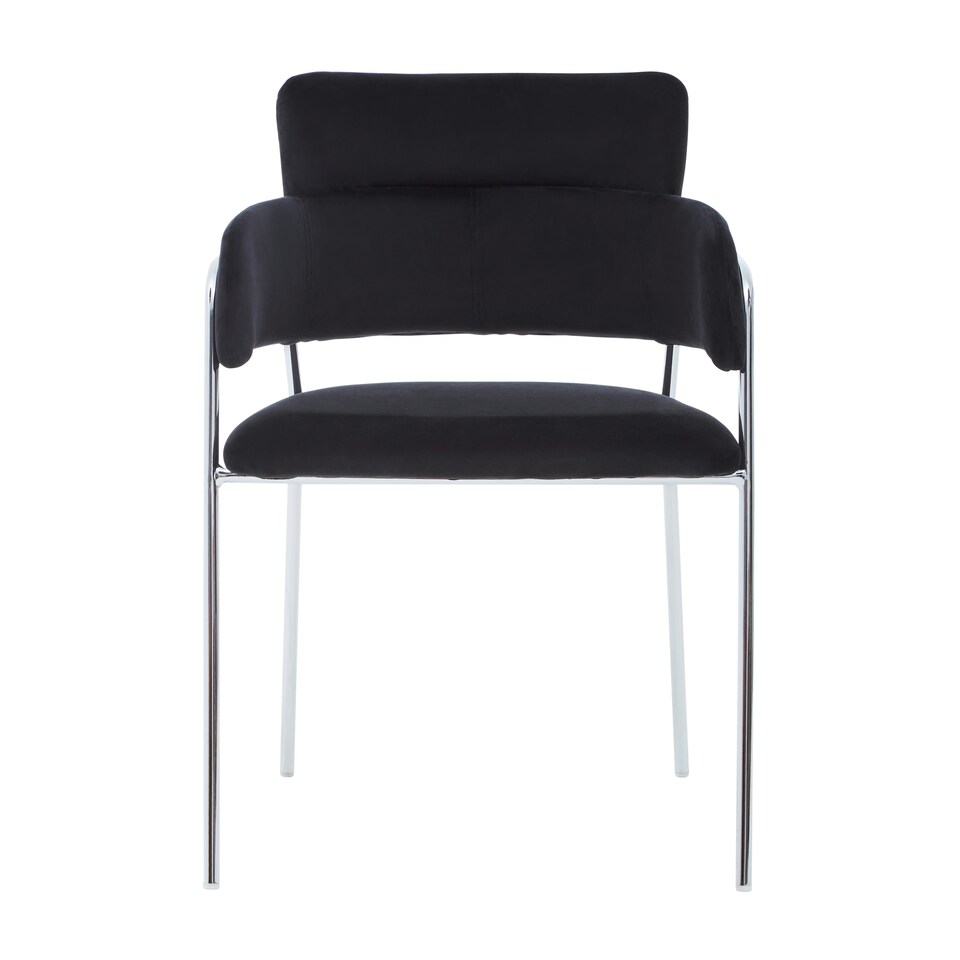 image 1 of Interiors By Premier Black Velvet Dining Chair,Compact Lounge Chair, Velvet Upholstered Kitchen Chair,Bedroom Decorative Chair Black