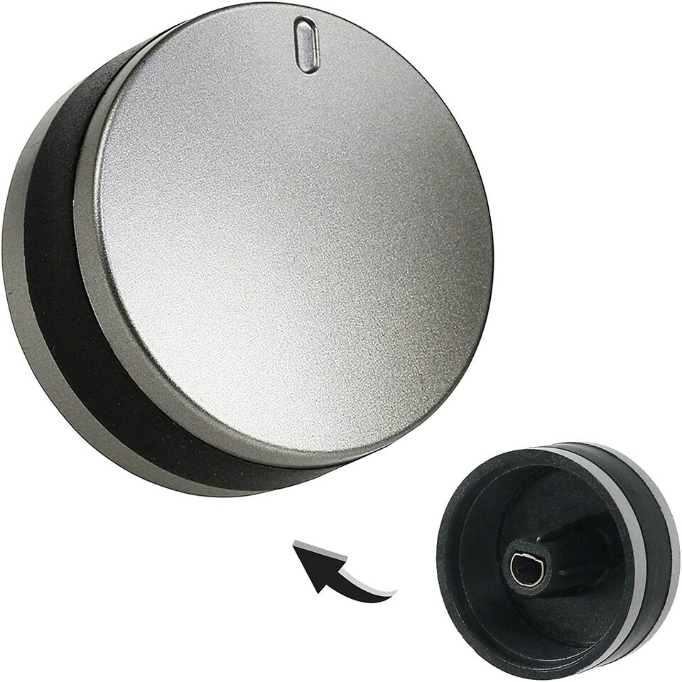 image 1 of SPARES2GO Oven Knob for Lamona 450002486 LAM3200 LAM3204 LAM3401 Oven Cooker Control Switch (Silver / Black)