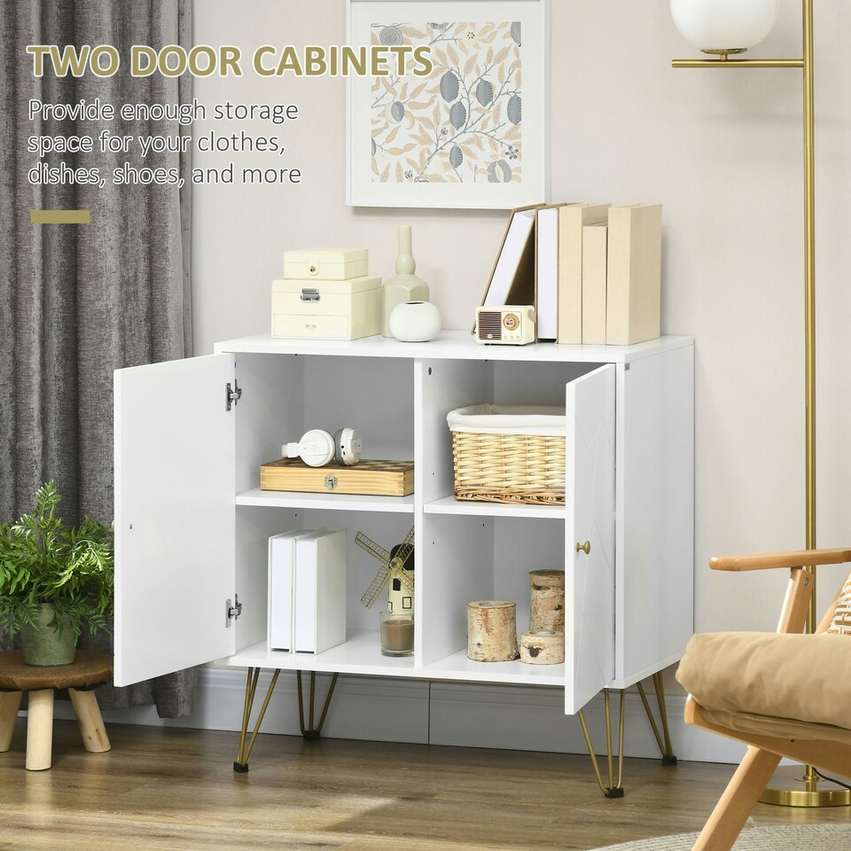 image 1 of HOMCOM Freestanding Storage Cabinet with Adjustable Shelves for Living Room