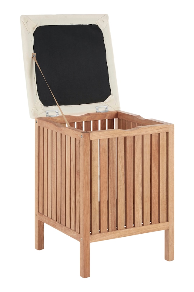 image 1 of Interiors By Premier Dual Purpose Wood Storage Stool, Natural Walnut Build Storage Stool For Livingroom, Fabric Seat Stool