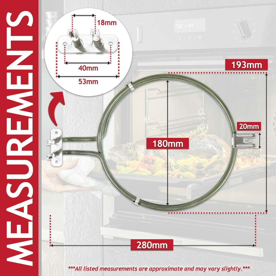image 1 of SPARES2GO Heating Element for Bosch for Neff for Siemens Fan Oven Cooker (2 Turn, 2100W, 230V)