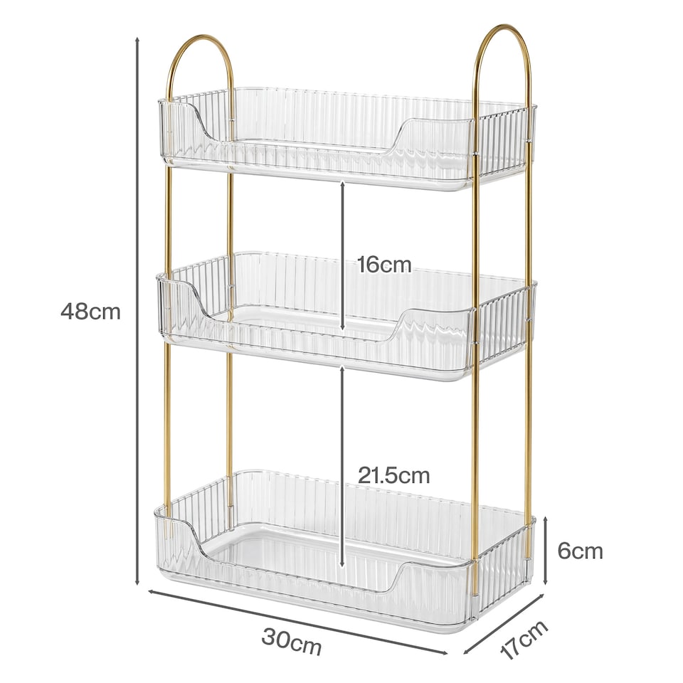 image 1 of ilus Makeup Organiser Modern Minimalist 3-Tier Cosmetic Storage Rack Beauty | White | White