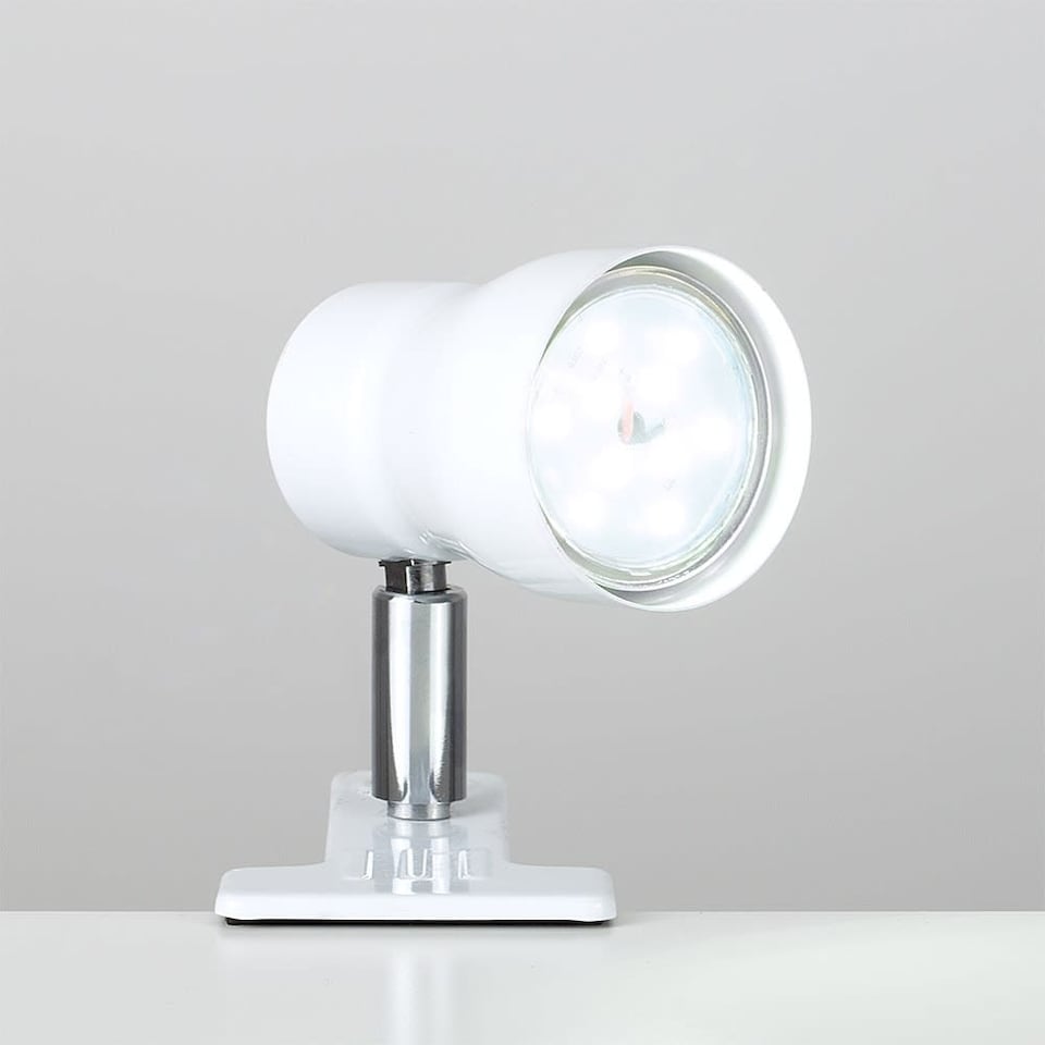 image 1 of ValueLights Adjustable Clamp On Desk Lamp Spotlight In Gloss White Finish