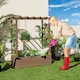 image 3 of COSTWAY Raised Garden Bed Planter Box w/ Trellis Coffee Brown