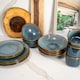 image 2 of Scandi Home Set of Four Stavanger Blue 27cm Artisan Glaze Ceramic Dinner Plates Blue