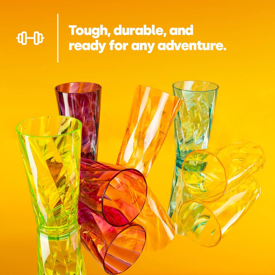 image 1 of Reusable Plastic Cups Set of 6 Unbreakable Tumblers 600ml