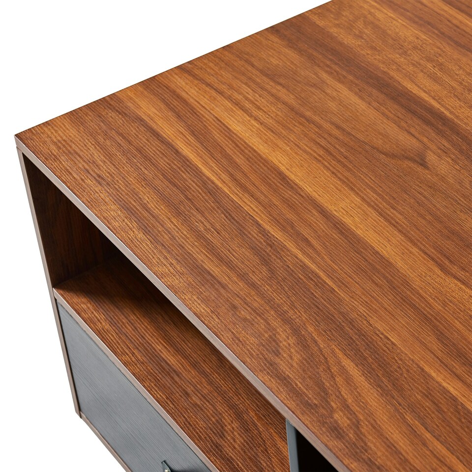 image 1 of Teamson Home Henry Wooden Coffee Table & Storage, Modern Rectangular End Table with Drawers for Living Room, Reception Room or Study, Walnut Brown