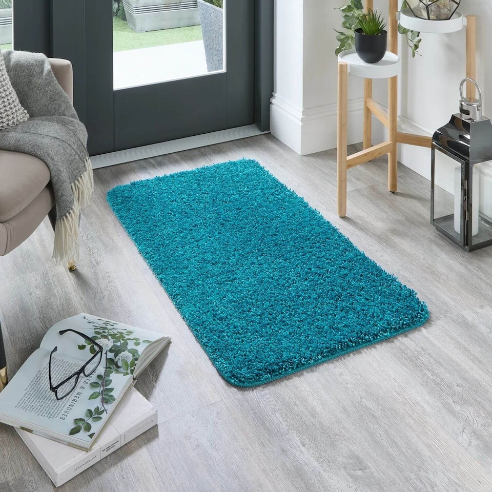 image 1 of Washable Non Slip Shaggy Floor Rug Soft Stain Resistant Plain
