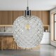 image 3 of First Choice Lighting Set of 2 Baine Clear Textured Glass with Chrome Pendant Fittings Chrome | Red