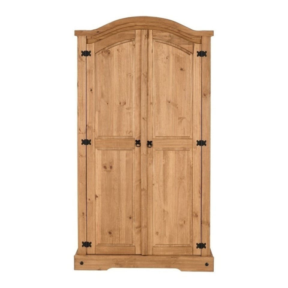 image 1 of Corona 2 Door Wardrobe - L56.5 x W103.5 x H189 cm - Distressed Waxed Pine Brown