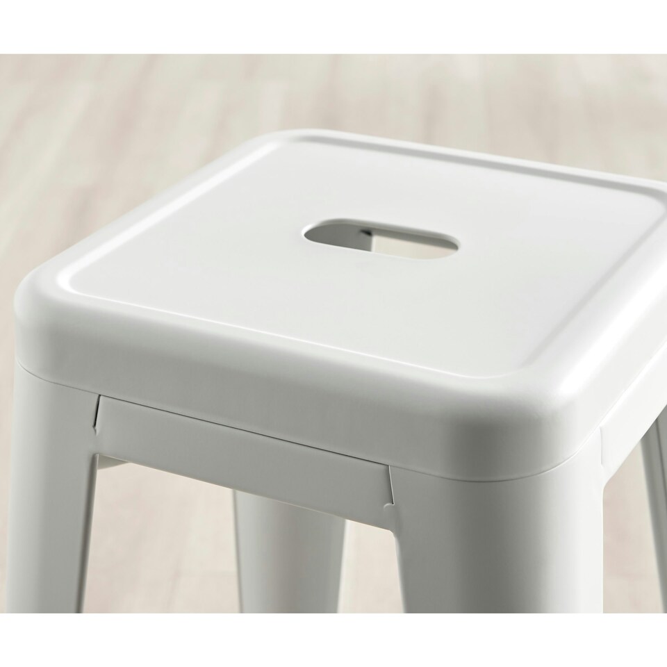 image 1 of Furniturebox 2x Colton 'Tolix' Style White Metal Bar Stools