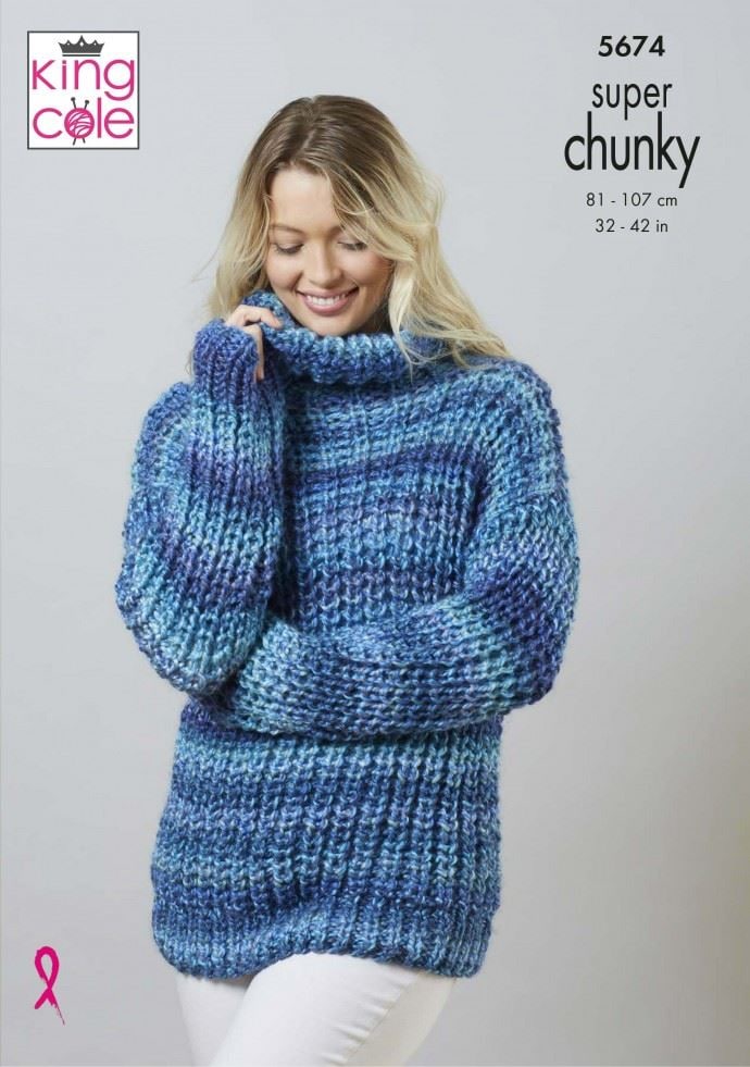 King Cole Explorer Super Chunky Knitting Pattern 5674, Cardigans and Sweaters for Women - 32 - 42 Inches