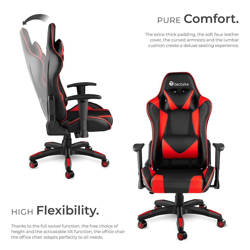 image 1 of Gaming Chair Stealth - ergonomic shape, adjustable backrest | Red | black/red | One Size | 1