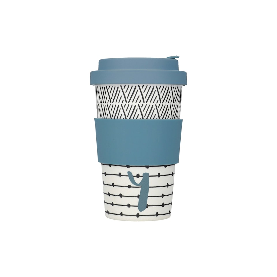 image 1 of KitchenCraft 410ml Bamboo A to Z Letter "Y" Reuseable Mug Multi