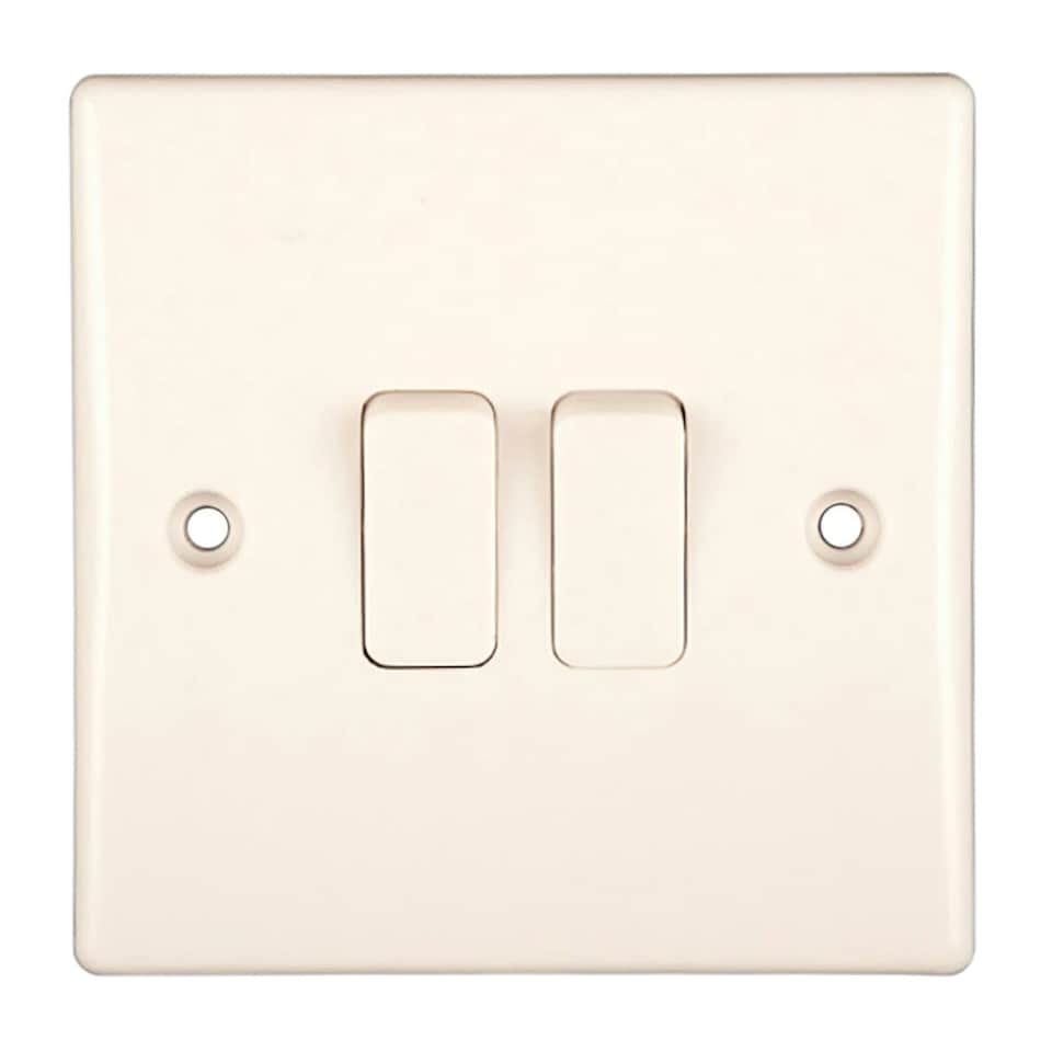 image 1 of Dencon Slimline 10A 2way Switch to BS3676 - White - 2 Gang