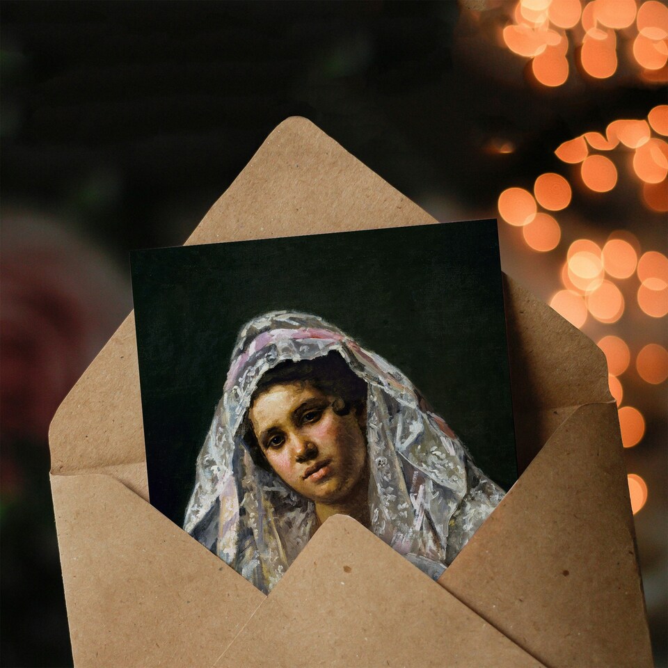 image 1 of Mary Cassatt Art Card Spanish Dancer with Lace Mantilla