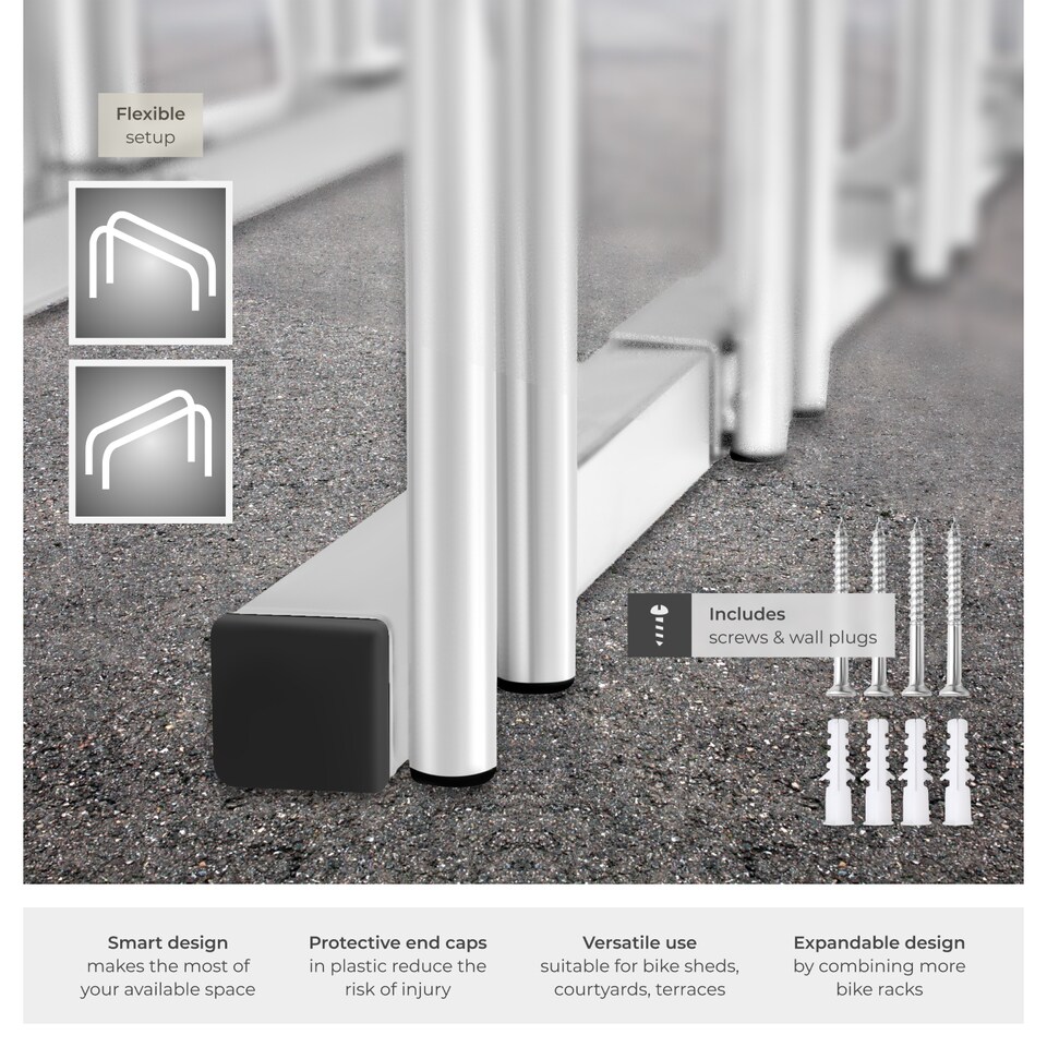 image 1 of Bicycle Rack Parkley -  floor or wall-mounted, coated steel, easy to install | Grey | silver | S | 1