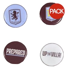 Aston Villa FC Crest Badge (Pack of 4) - Blue/Claret/Yellow - One Size