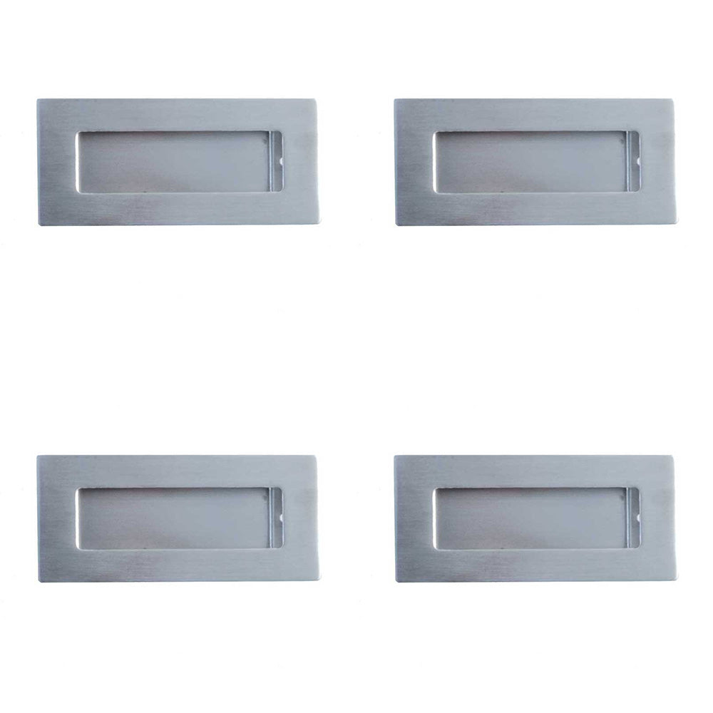4 PACK Premium Satin Stainless Steel Flush Pulls 100x50mm for Modern Doors - Recessed Door Handle