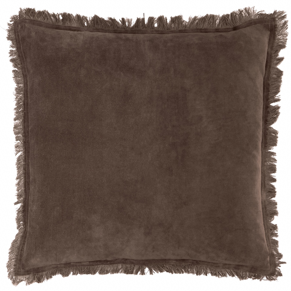 image 1 of Yard Jaye Cotton Velvet Polyester Filled Cushion, Bitter Chocolate