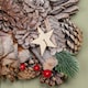 image 7 of 45cm Frosted Hanging Christmas Star Wreath with Red Jingle Bells & Wooden Stars