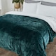 image 4 of OHS Luxury Mink Faux Fur Fleece Blanket, 150x200cm - Forest Green