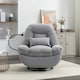 image 7 of Fallon Boucle Fabric Swivel Based Recliner Chair - Light Grey