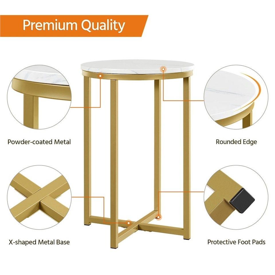 image 1 of Yaheetech Faux Marble Accent Table Antique Gold