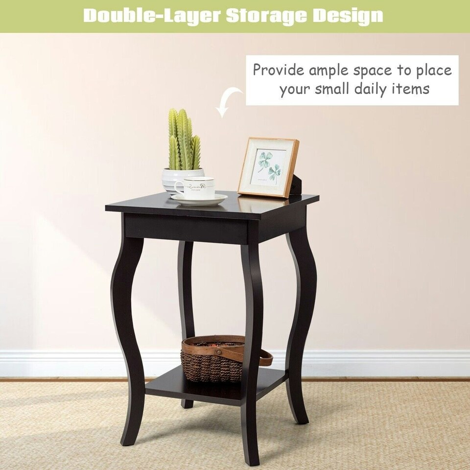 image 1 of COSTWAY End Table Living Room Accent Table Sofa Side Table Brown