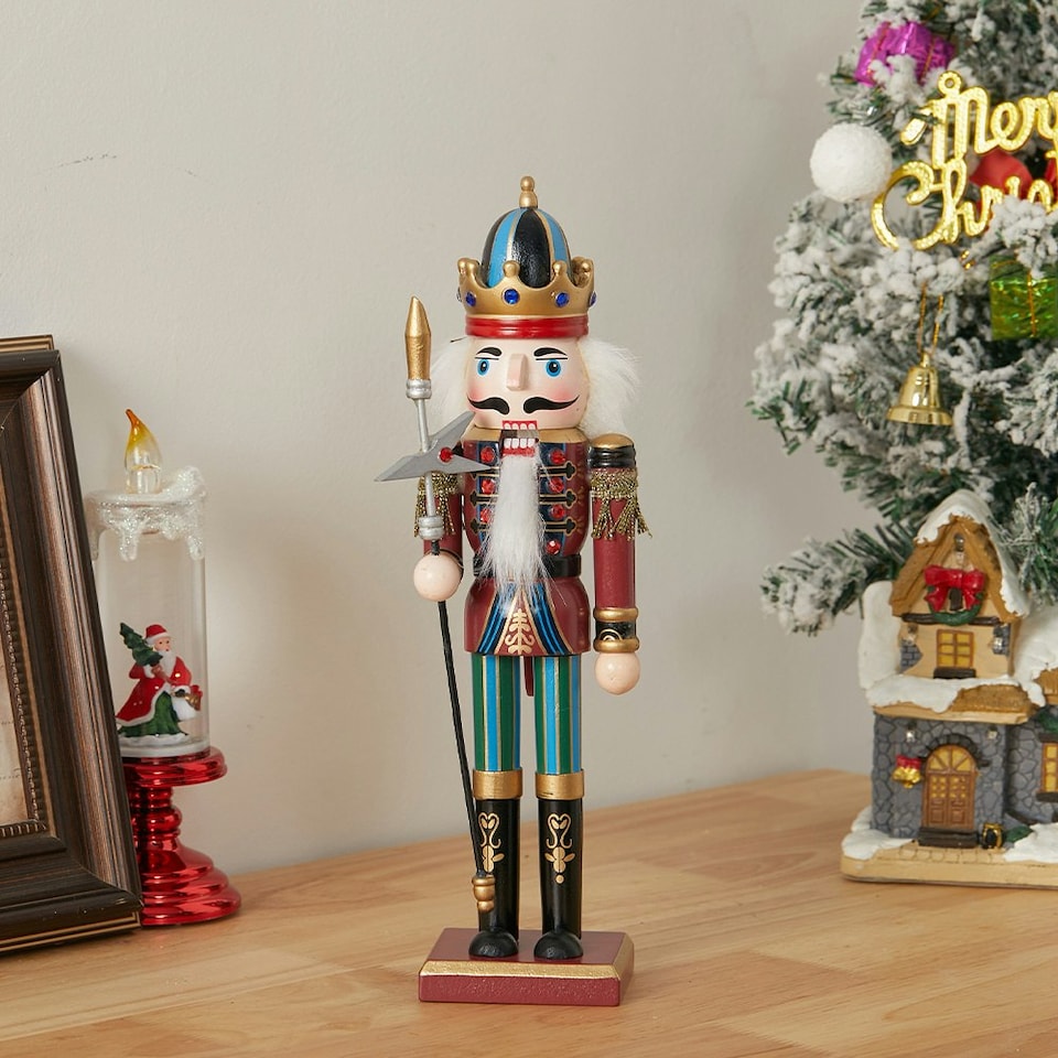 image 1 of Living and Home Wooden Nutcracker Soldier Figurine Christmas Ornament