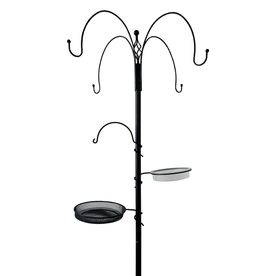 image 1 of Wild Bird Decorative Feeding Station with 4 Feeders, Tray & Bath