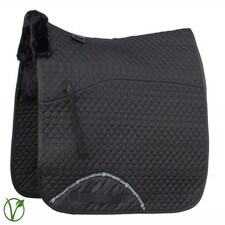 Rhinegold Luxe Fur Dressage Saddle Cloth Black | Colour: Black/Natural
Size: Cob