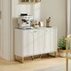 image 8 of HOMCOM Sideboard with Adjustable Shelves & 3 Doors for Living Room, White White | Gold