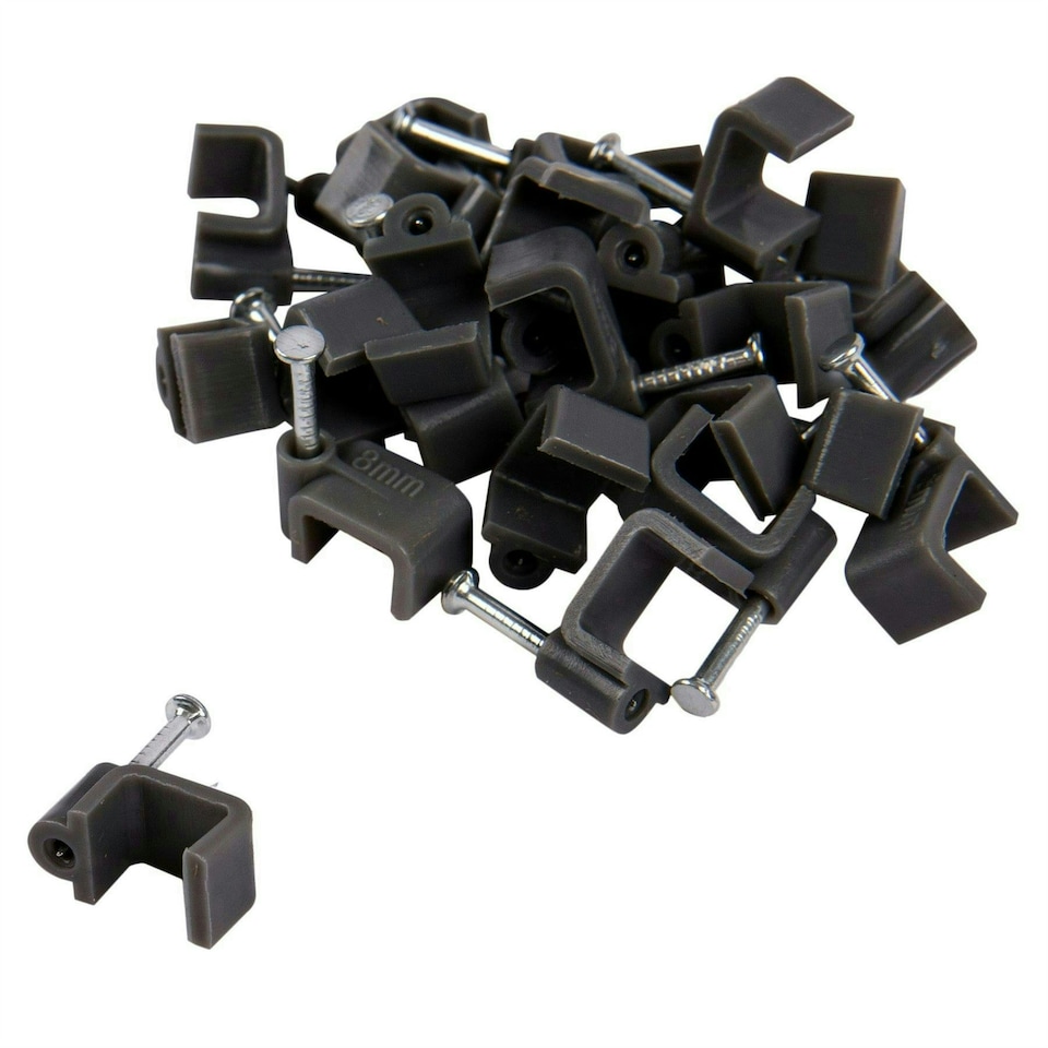 image 1 of Blackspur 80pc Plastic Cable Clips Set - 3 Sizes - Black
