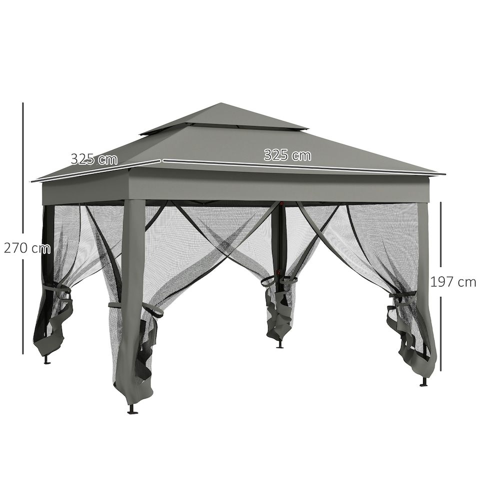 image 1 of Outsunny Garden Folding Tent Heavy Duty Pop Up Gazebo for Party Dark Grey